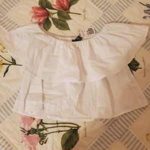 Forever 21 Korea White Ruffle Crop Top